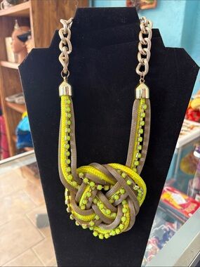 Neon Lime Knot Statement Necklace - Women Jewelry